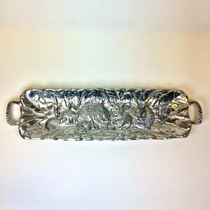 VTG Bunny Rabbits Aluminum Serving Tray Handles Easter Bunnies Rectangle Platter